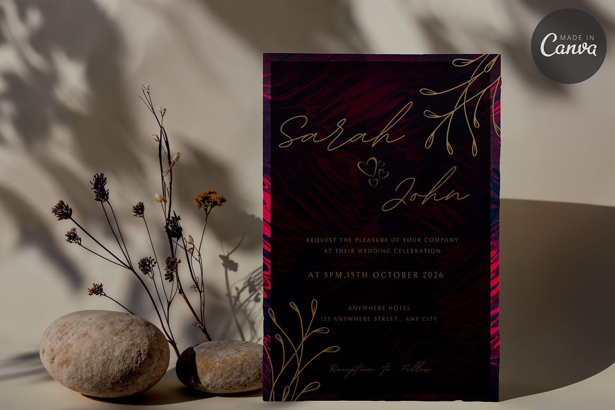 Elegant Burgundy Wedding Invitation, an Invitation Template by InvitingStorys (Photo 1 of 10)