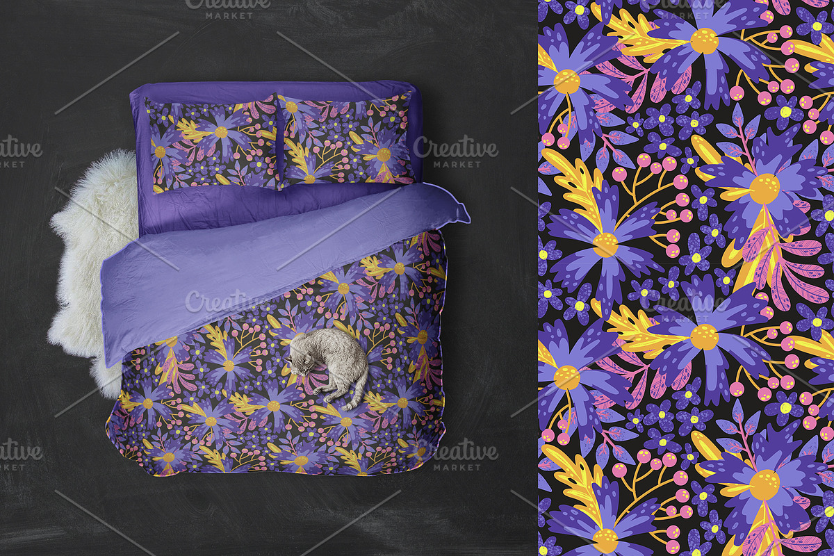 Flower mood seamless pattern, a Pattern Graphic by palllna (Photo 3 of 7)