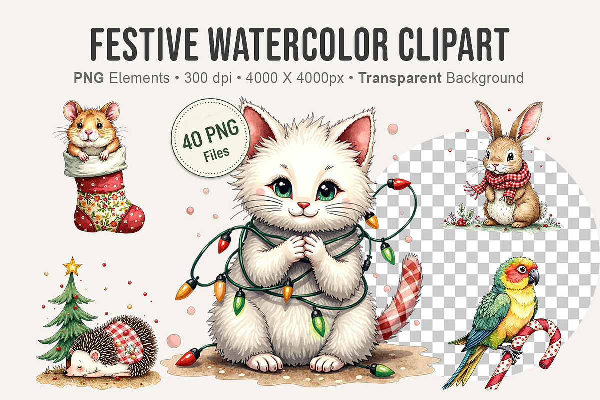 Festive Watercolor Clipart, an Illustration by Artnoy (Photo 1 of 8)