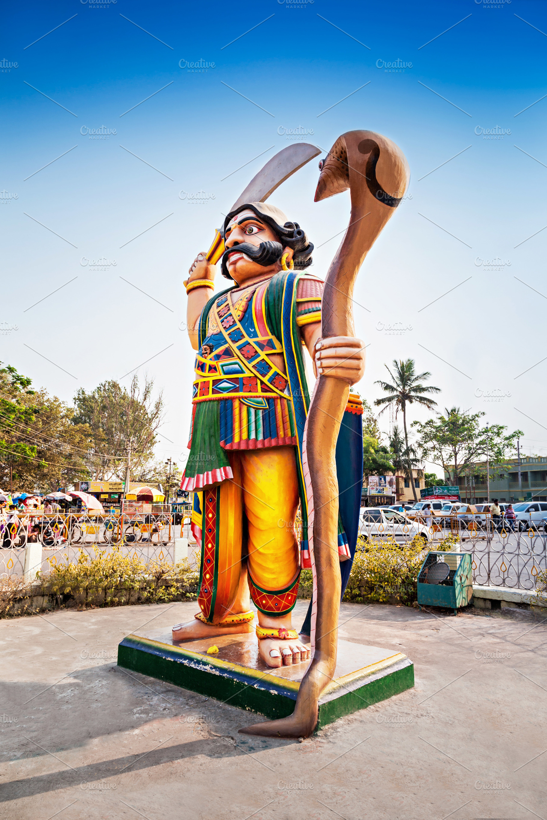 Mahishasura demon statue, a Photo by saiko3p