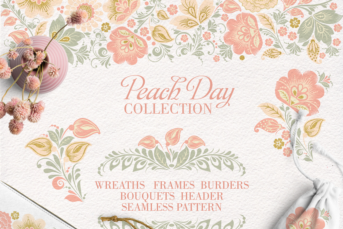 Peach Day glitter floral collection, an Illustration by antuanetto (Photo 2 of 4)