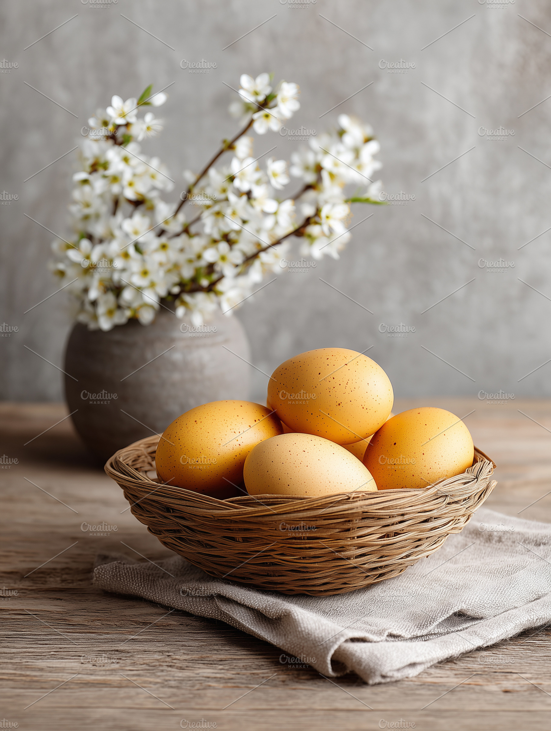 Natural brown easter eggs in basket, a Holiday Photo by MistyDay