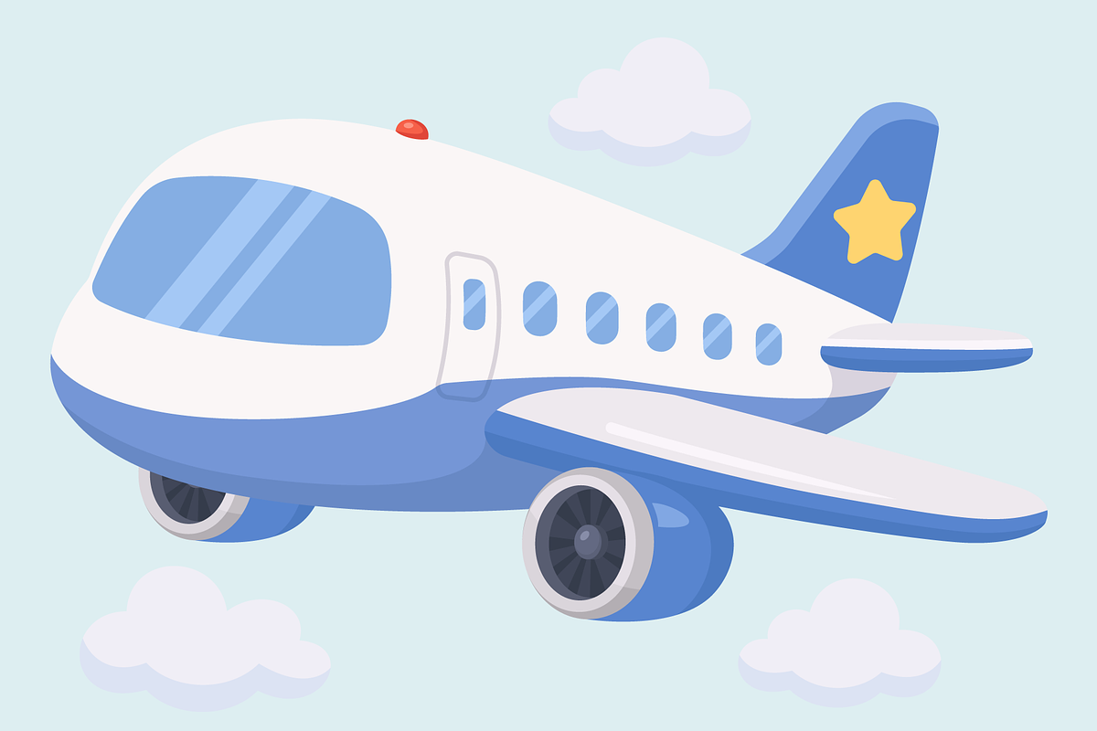 Airplane Flying in Blue Sky, a Transportation Illustration by Artpon Illustration (Photo 3 of 3)
