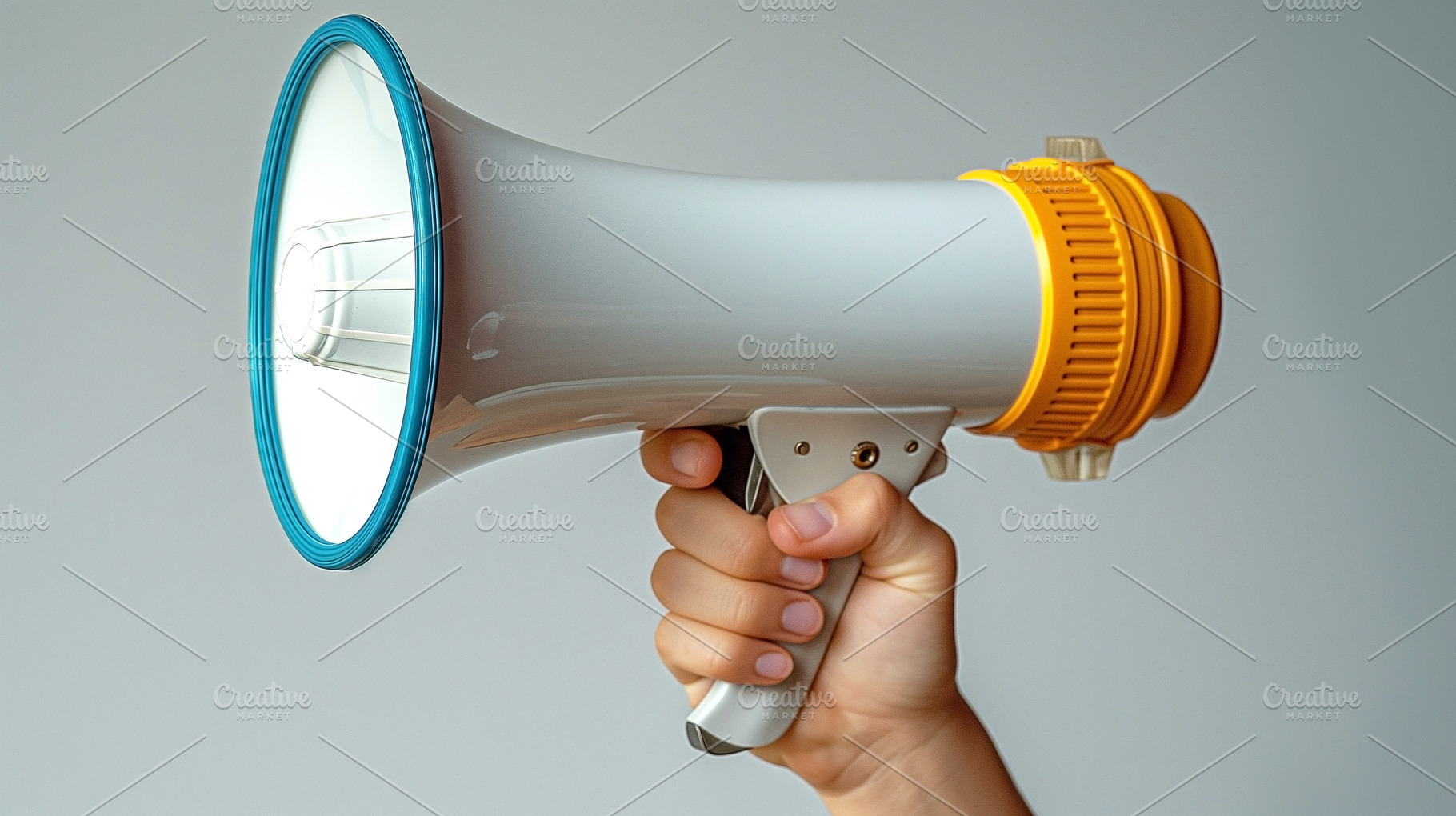 A hand holding a modern, colorful megaphone, showcasing a vibran, a Person Photo by ImageMir