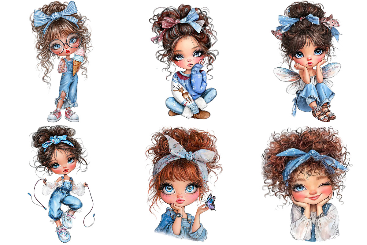 Quirky Cute Little Girl Clipart, an Illustration by Craft Nest (Photo 3 of 10)