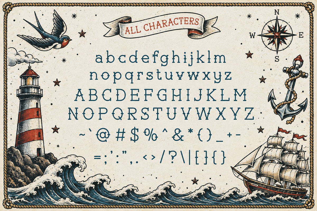 Captain Terry - American Tattoo Font, a Handwritten Font by HipFonts (Photo 2 of 9)