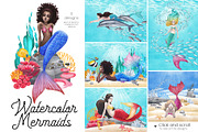 Ocean Paradise - watercolor mermaids, an Animal Illustration by Ekaterina Glazkova (Thumbnail 4 of 14)