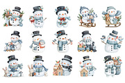 Watercolor Christmas Snowman PNG, a Seasonal Illustration by Nicolle's Colorful Art (Thumbnail 4 of 7)