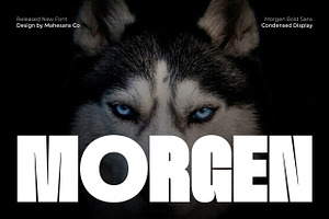 Morgen – Bold Condensed Display Font, a Sans Serif Font by Mahesans Co