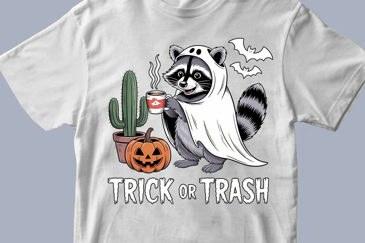Trick or Trash Raccoon Halloween PNG, a Graphic by olgasallom (Photo 3 of 3)