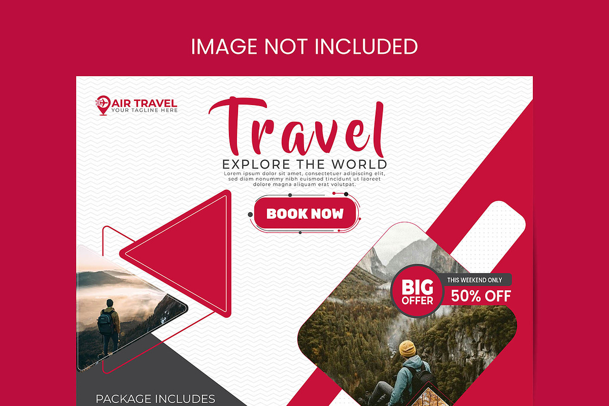 Travel Agency Social Media Post, a Marketing Template by Photoshop Action (Photo 4 of 18)