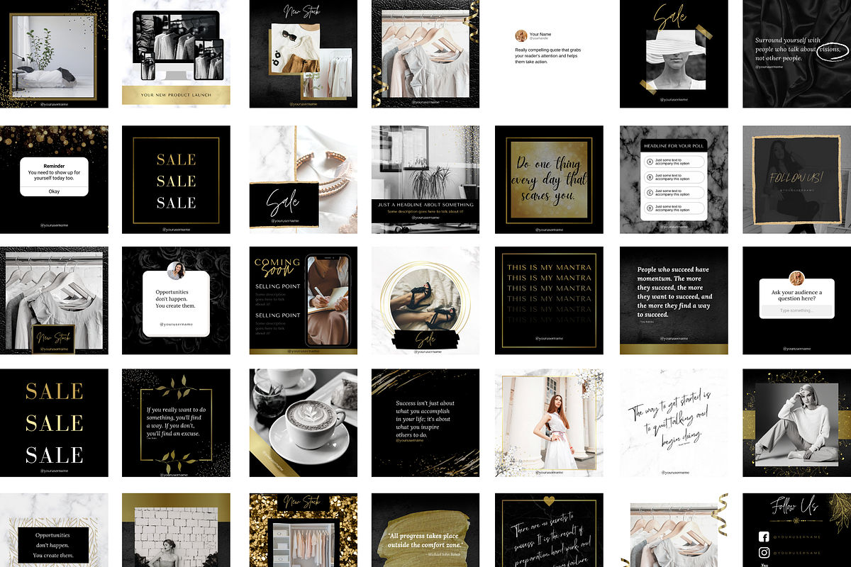 Black and Gold Luxury Templates Canva