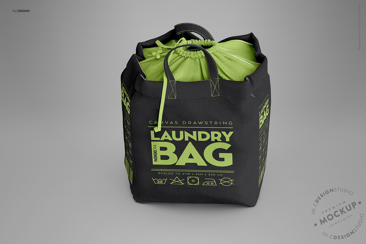 Canvas Laundry Bag Mockup, a Packaging Mockup by INCDesign (Photo 7 of 9)