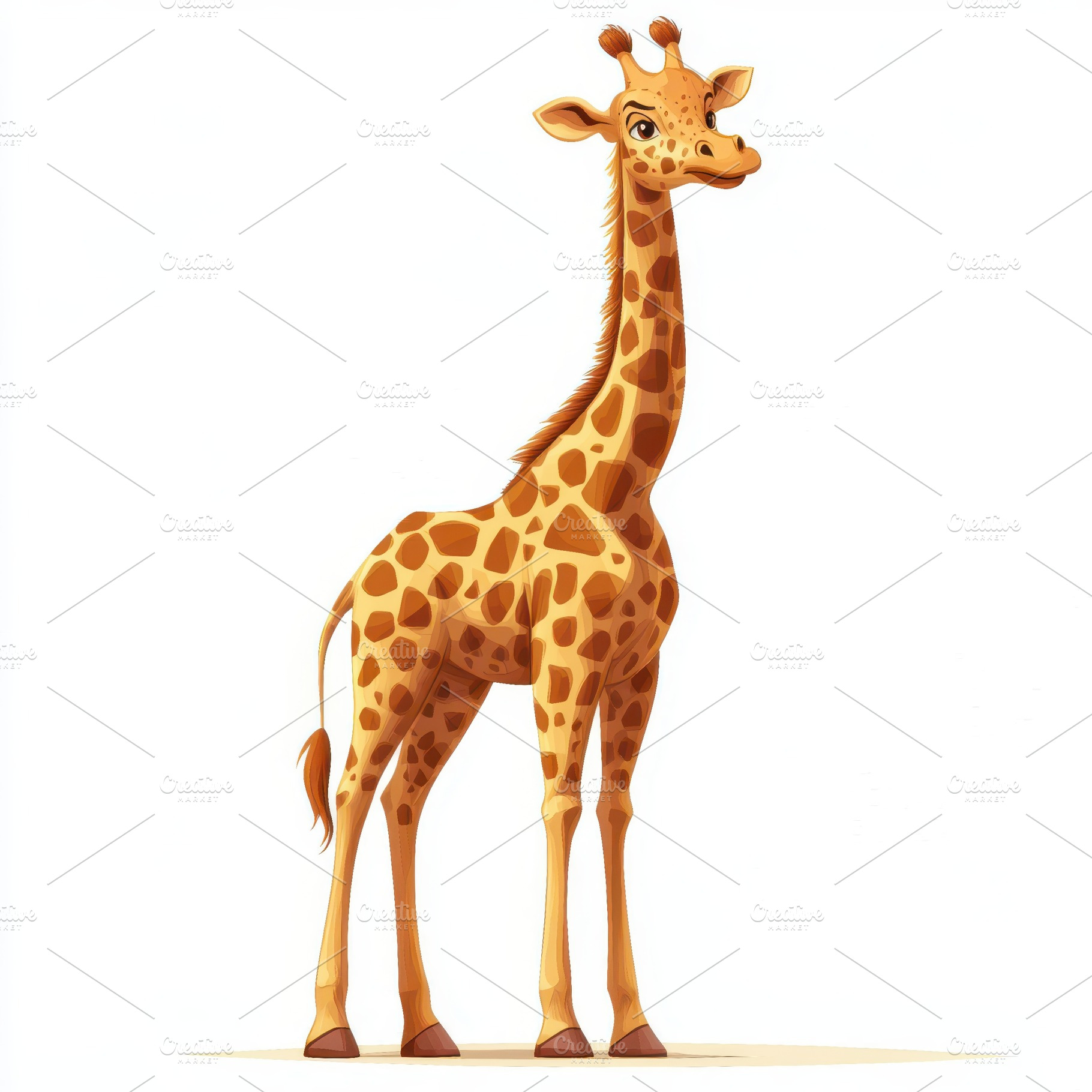 A cartoon giraffe stands tall agains, an Animal Photo by Pixeness Studio
