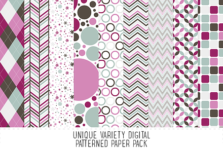 Plum & Aqua Pattern Paper Pack