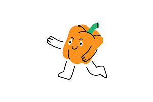 Bell pepper character is running, a Food Illustration by GraphiShop