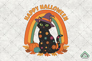 Happy Halloween Cat with Rainbow PNG, an Illustration by Craft Nest (Thumbnail 1 of 6)
