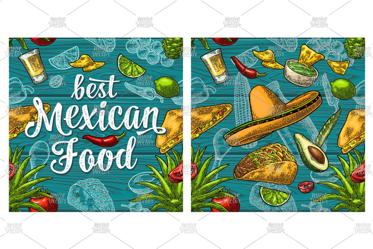 Mexican Food and poster, a Food Illustration by MoreVector (Photo 7 of 7)