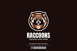 Raccoons Simple Mascot Logo