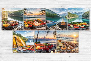 Barbecue Square Coasters, a Stationery Template by kh_cat