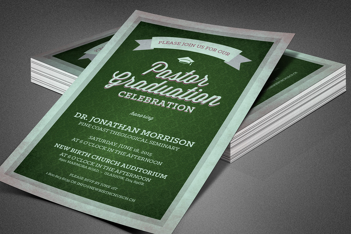 Pastor Graduation Celebration Flyer, a Flyer Template by loswl (Photo 5 of 6)