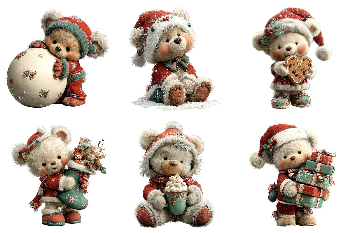Sweet Santa Bears Clipart, an Illustration by Craft Nest (Photo 8 of 11)
