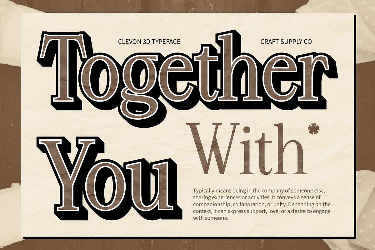 Clevon 3D, a Serif Font by Craft Supply Co. (Photo 3 of 8)