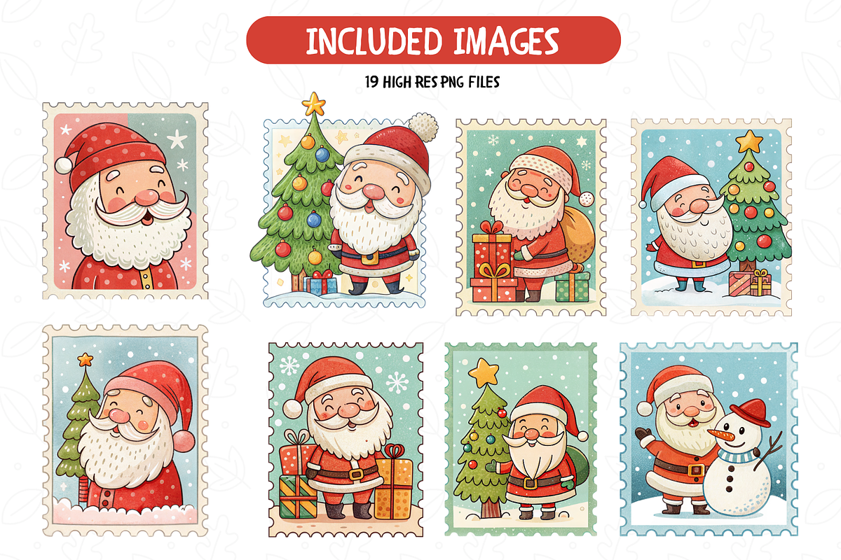 Cute Santa Christmas Stamps Set, an Illustration by TatiMockup (Photo 2 of 4)