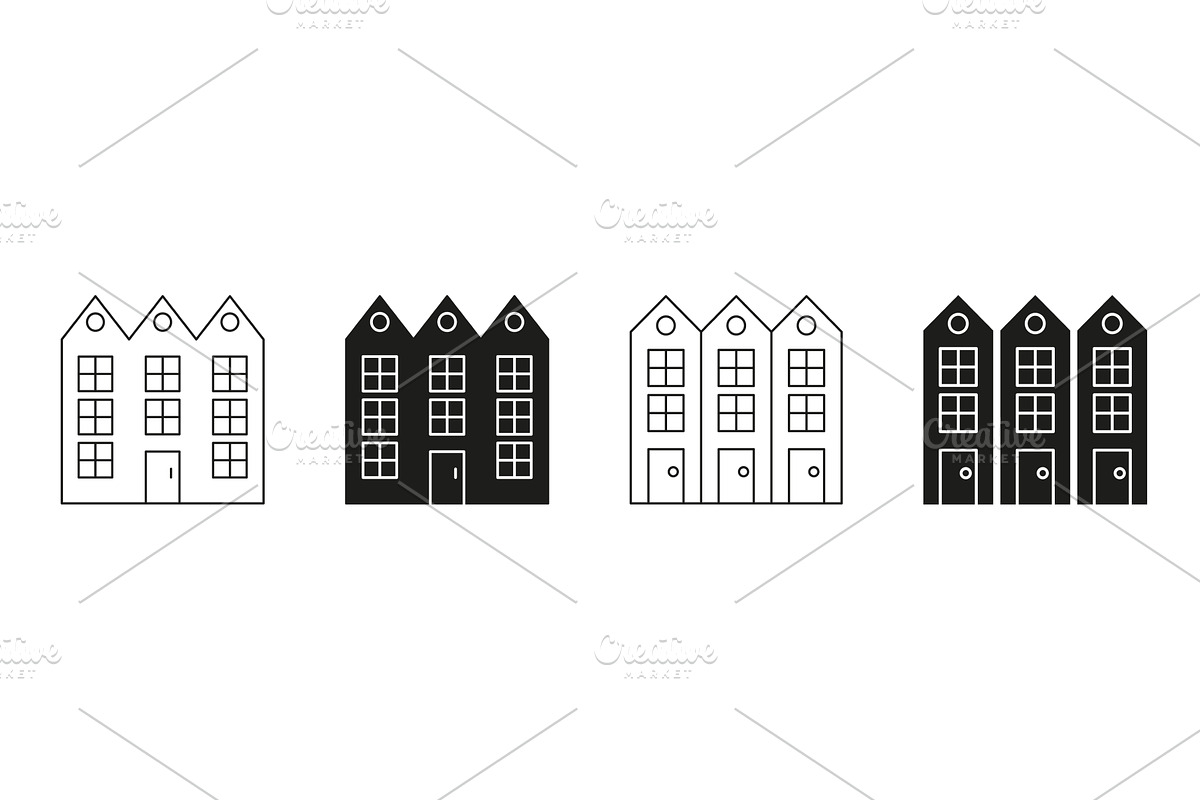 Townhouses Icons, an Object Illustration by Gentle Studio