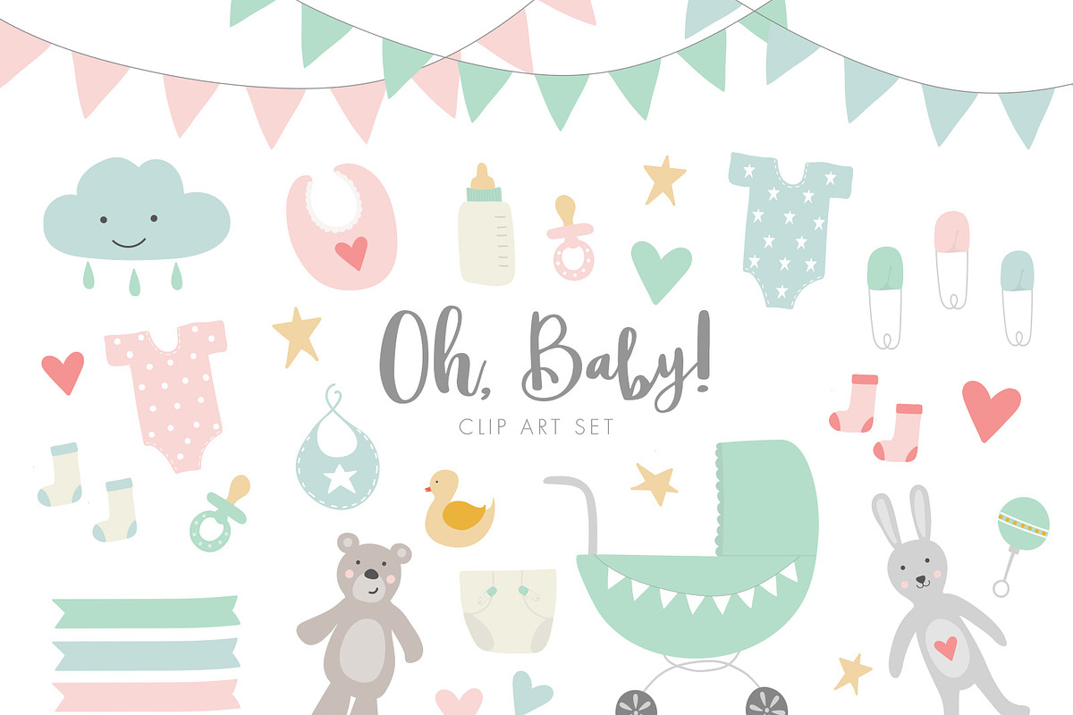 Baby Shower Clip Art - Baby Artwork, an Illustration by Hello Muse Design