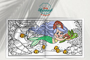 Mermaid in deep sea coloring pages, an Illustration by Azuzlikus (Thumbnail 8 of 11)