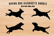 Diving Dog Silhouette SVG Set, an Animal Illustration by Gfx Expert Team (Thumbnail 1 of 3)