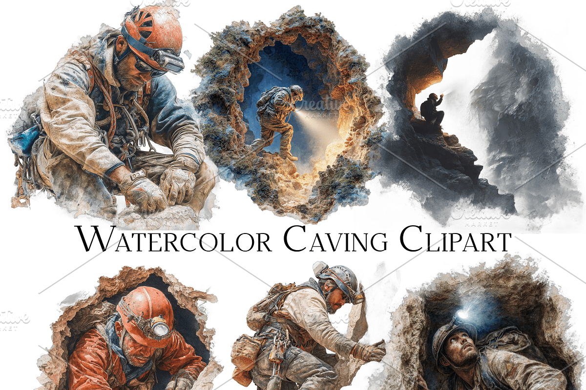 Watercolor Caving Clipart, an Object Graphic by ArtisticTimberStudio (Photo 1 of 2)