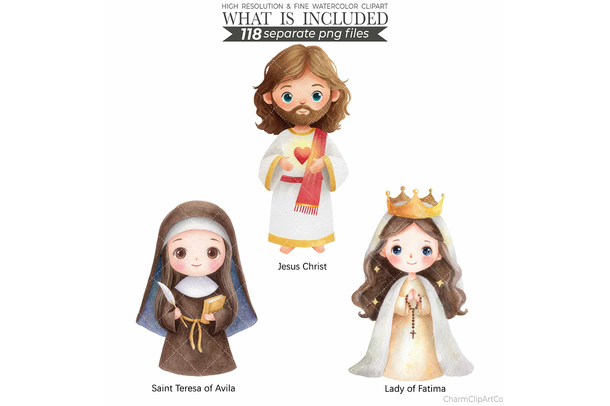 Watercolor Saint Clipart Bundle, an Illustration by CharmClipart (Photo 3 of 10)