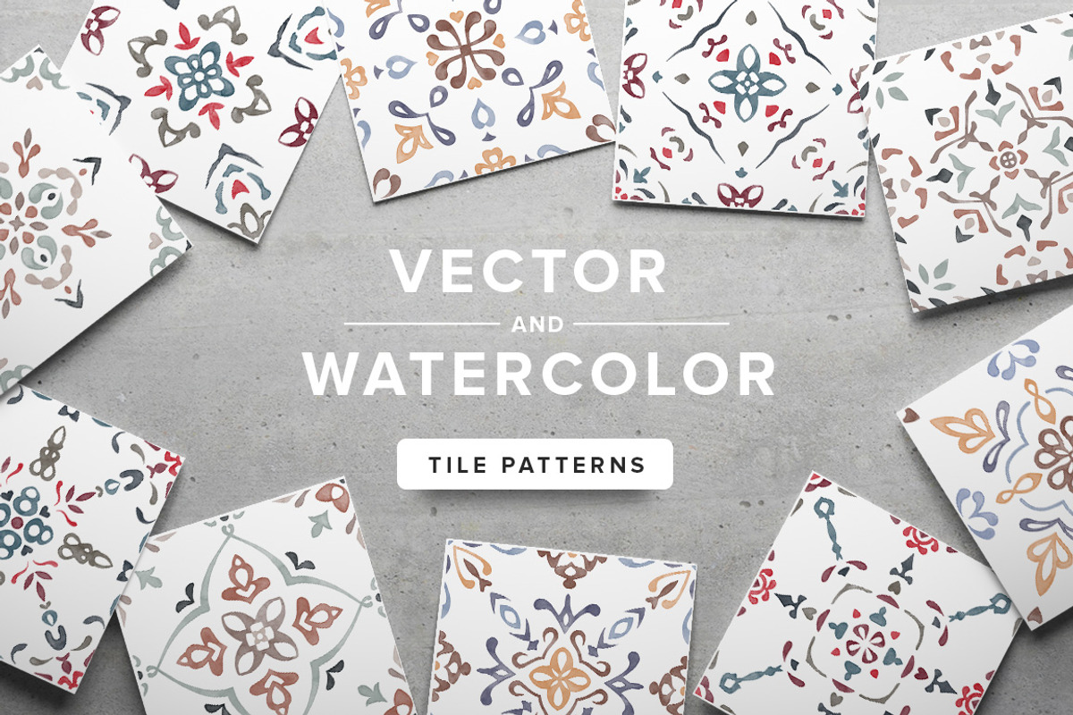 Watercolor/Vector Tile Patterns, a Pattern Graphic by Kotulska (Photo 1 of 8)