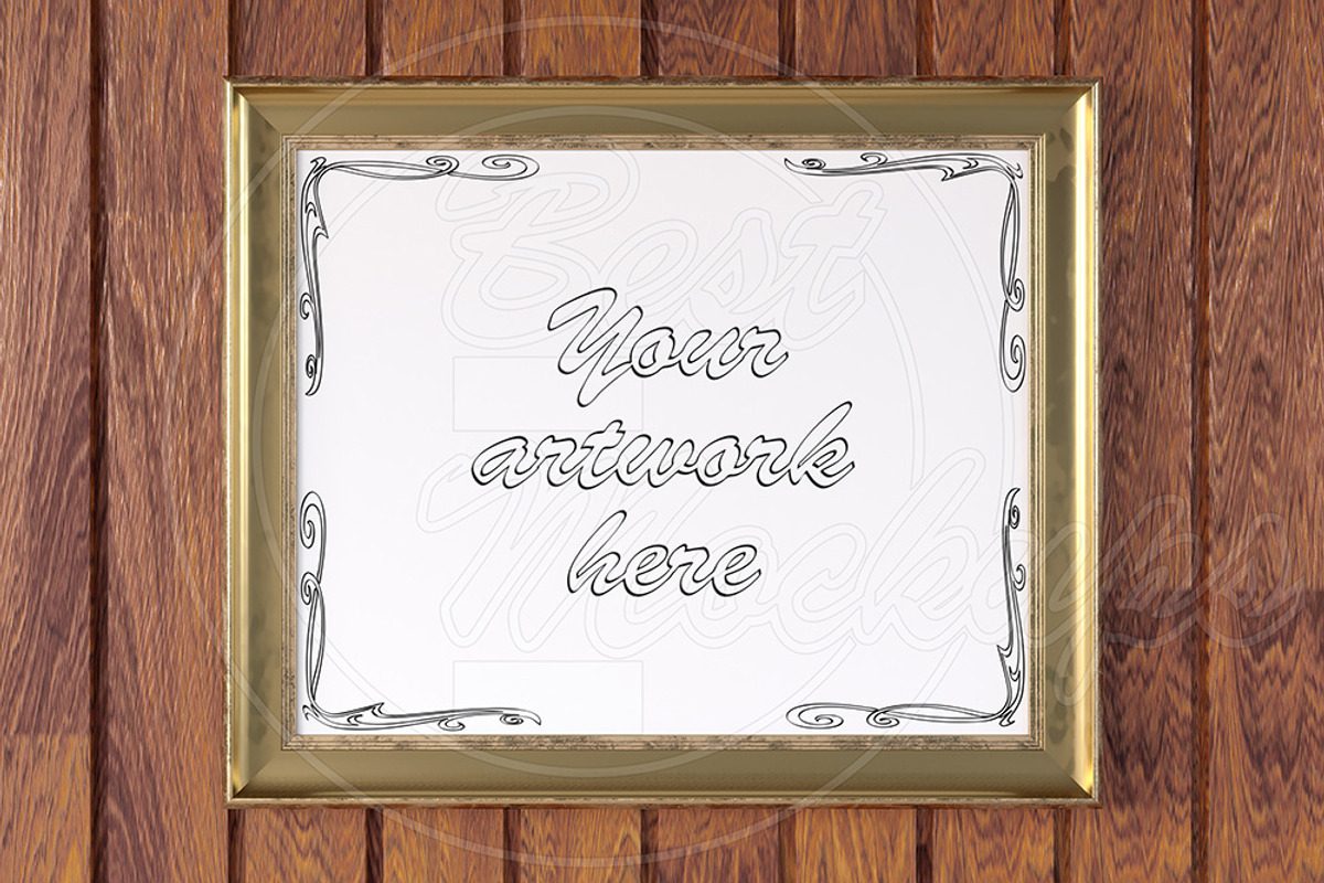 Gold mockup frame landscape 4:5, a Print Template by BestMockups