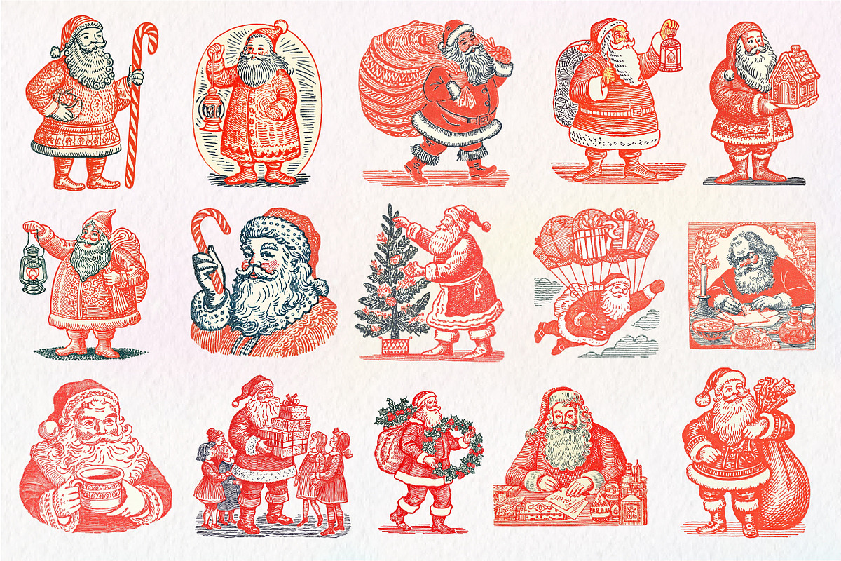 Hand-Drawn Santa Christmas Clipart, an Illustration by Dream Creation (Photo 4 of 4)