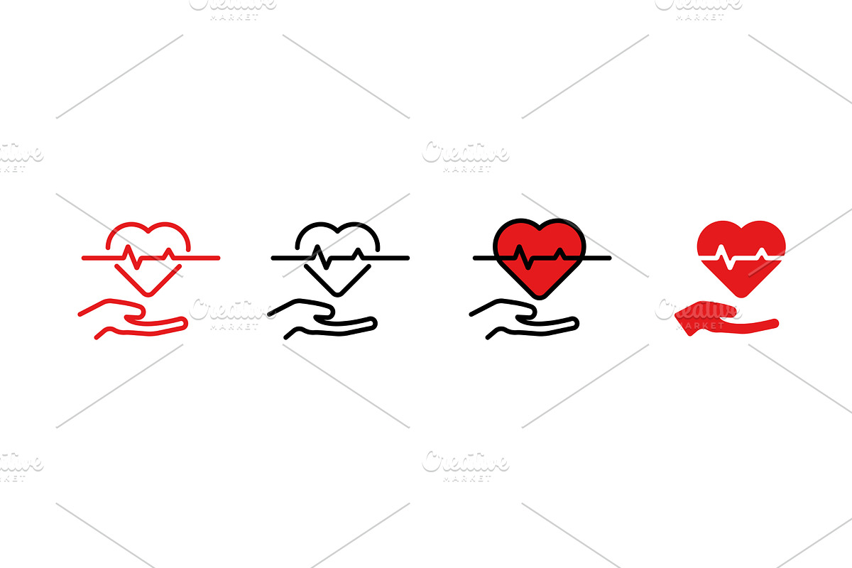 Icon set showing heart health, an Object Illustration by skripnikbb