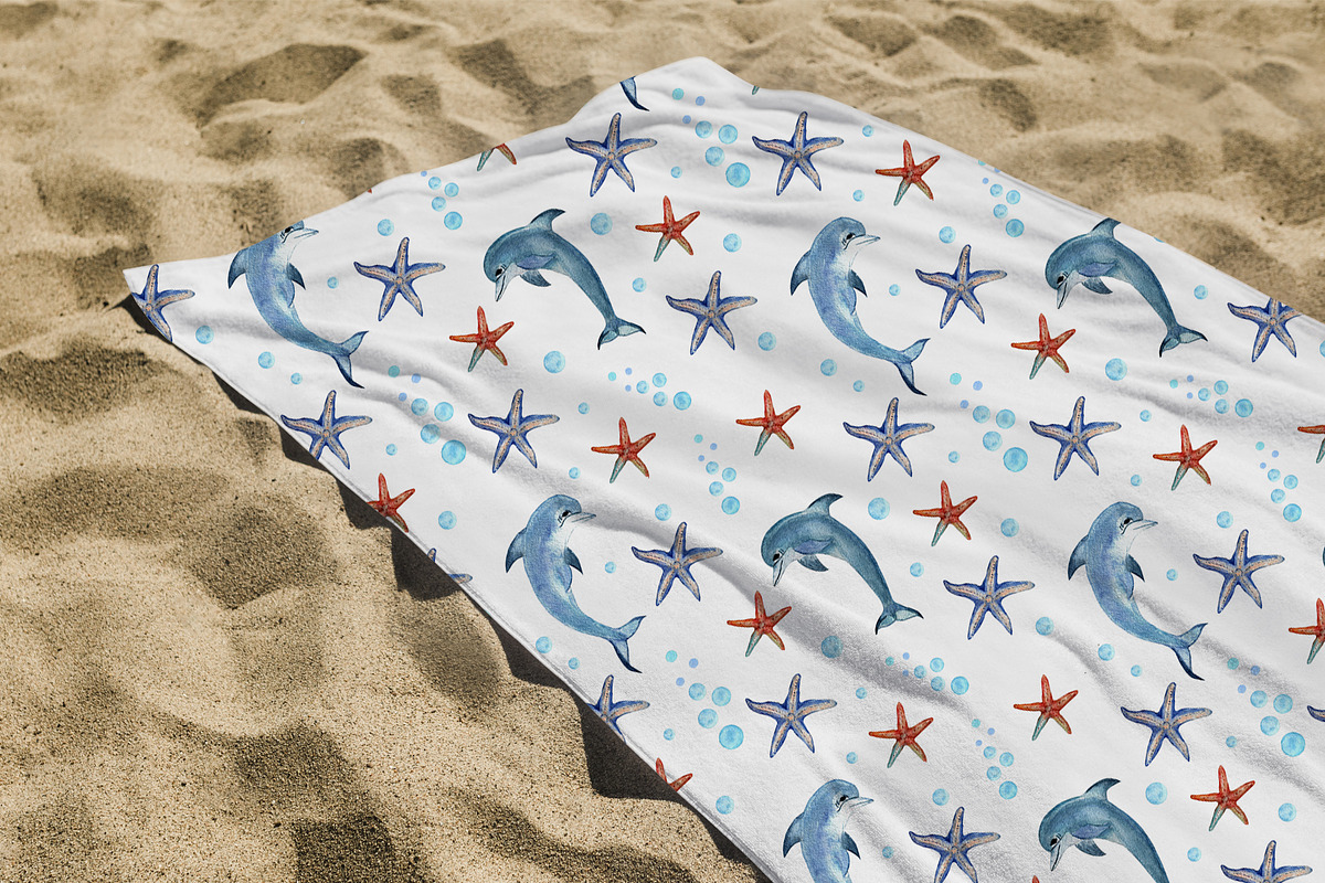 Marine pattern. Watercolor paper, a Pattern Graphic by TetianaArt (Photo 5 of 5)