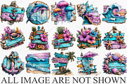 Whimsical Beach Wooden Signs Clipart, an Illustration by Canvas Craft (Thumbnail 3 of 6)