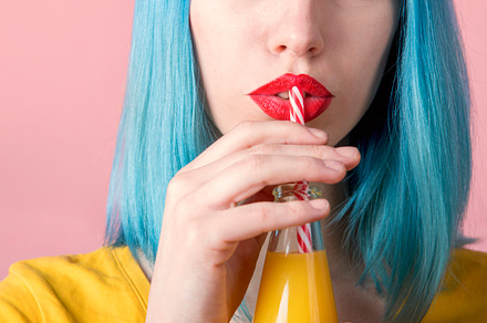 Woman drinking orange juice containing woman, juice, and food, a Person Photo by hitdelight