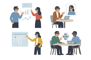 Virtual collaboration in a modern, a Technology Illustration by ZinetroN