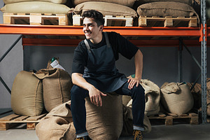 Cheerful male warehouse worker