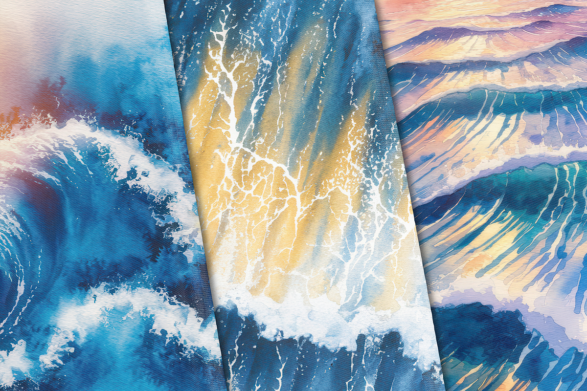 Watercolor Ocean Textures, a Background Graphic by Curve Design (Photo 9 of 12)