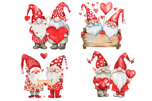 Valentine's Watercolour Gnomes, a Seasonal Illustration by VetalStock