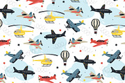 Seamless patterns with air transport, an Object Illustration by narinadraban (Thumbnail 3 of 6)