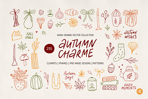 Autumn Charme Hand Drawn Doodle Set