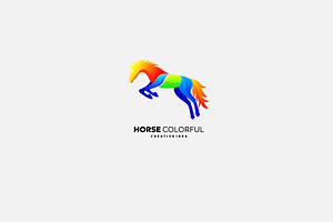 Gradient Horse Colorful Logo Illustr