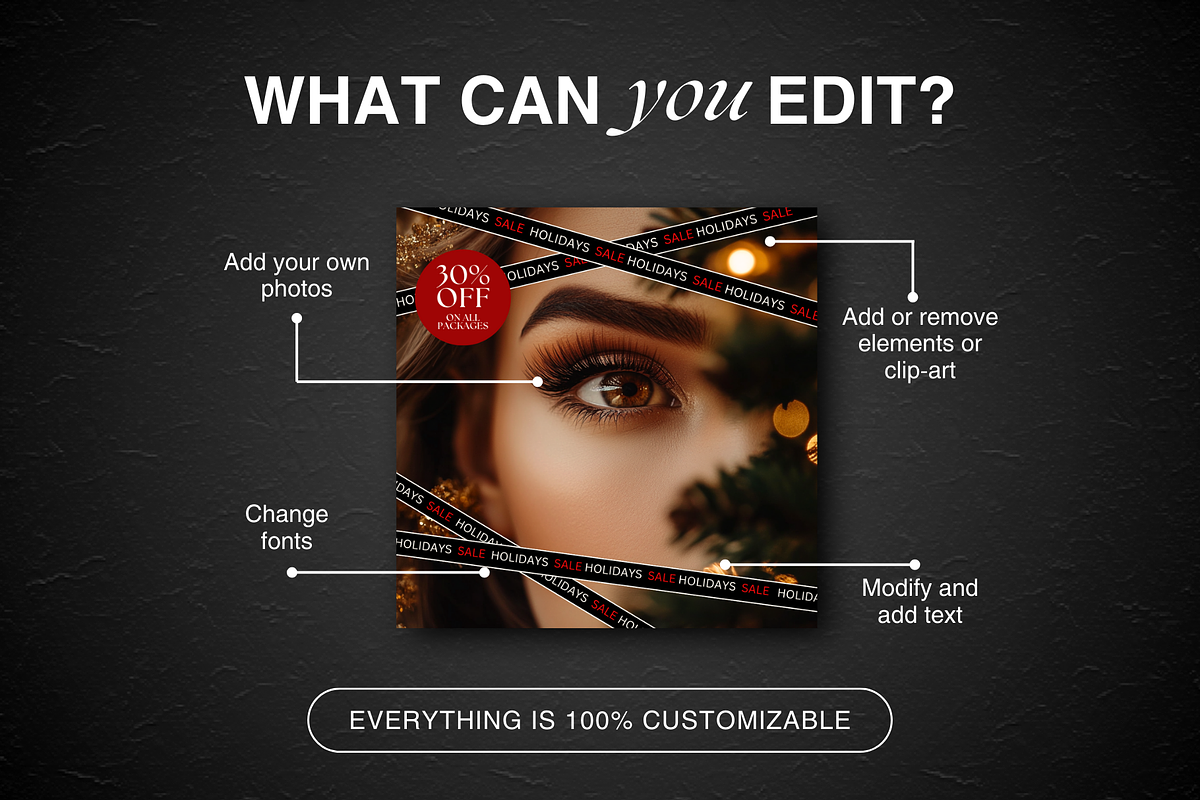 Brows & Lashes Instagram Holidays, a Social Media Template by DesignsbyMariaStudio (Photo 6 of 10)