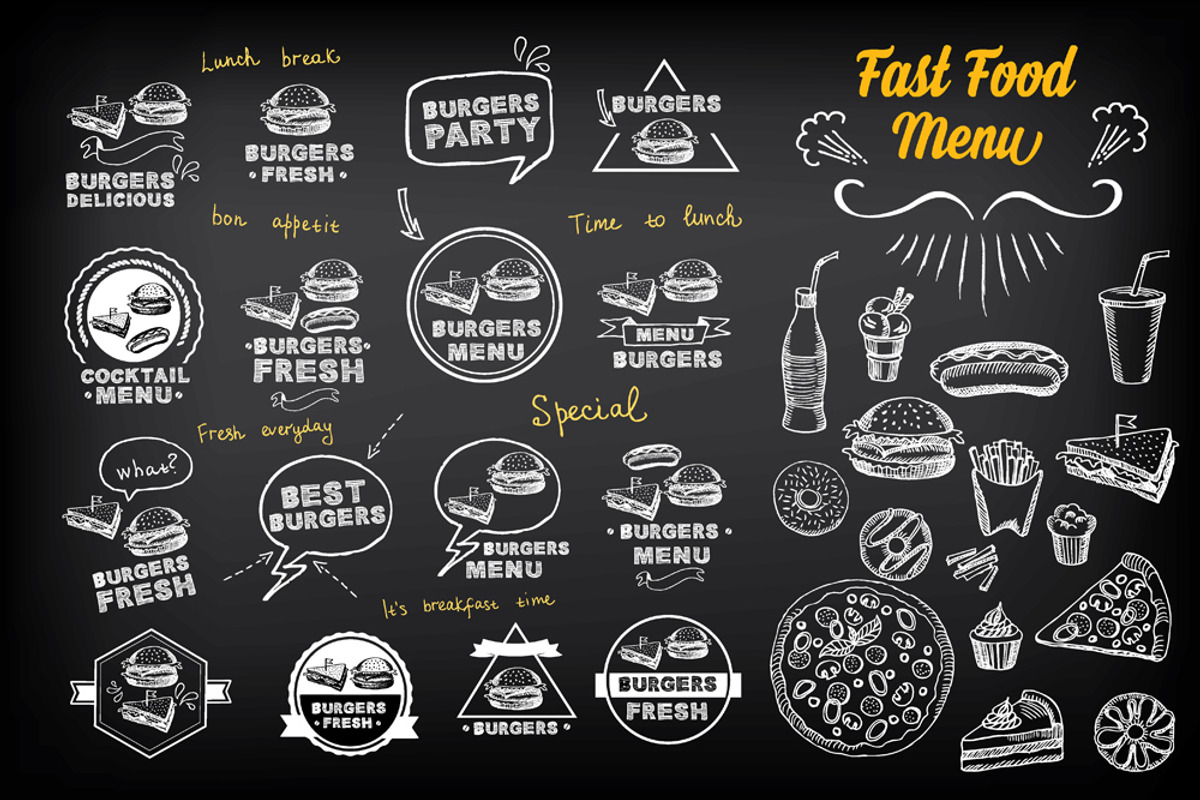 Fast food menu doodles, an Icon by BarcelonaShop